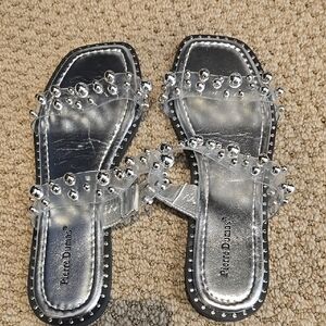 Pierre Dumas Silver Studded Women's Sandals